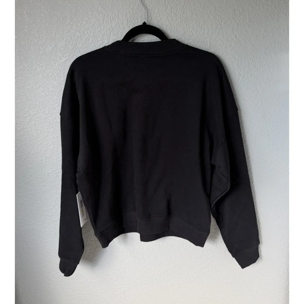 DKNY Sport Black Sweatshirt Women Size M Rhinestone Logo Crewneck Pullover - Picture 3 of 8